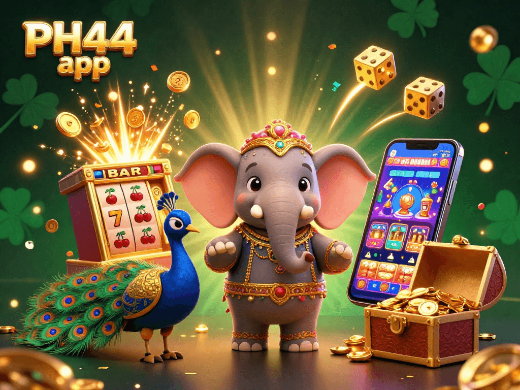 Experience thrilling gameplay with the PH44 app featuring a vibrant 3D casino scene with jackpots and games.