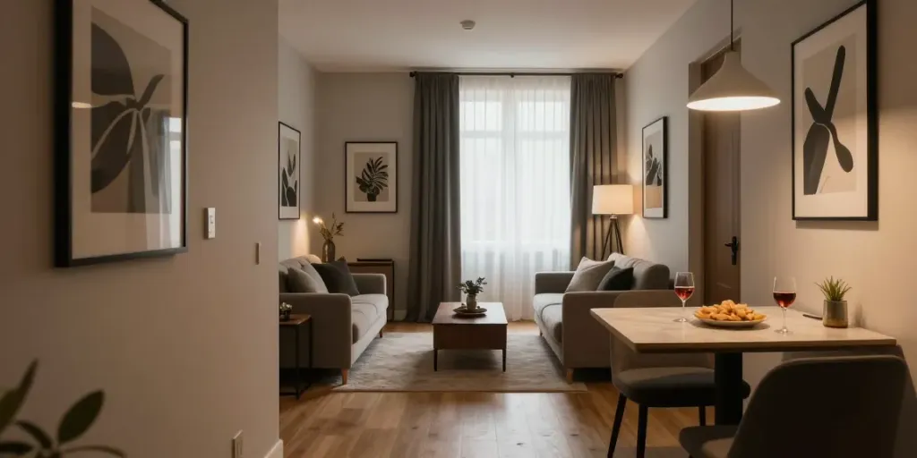 Stylish דירות דיסקרטיות ברמת גן interior showcasing a cozy, inviting atmosphere.