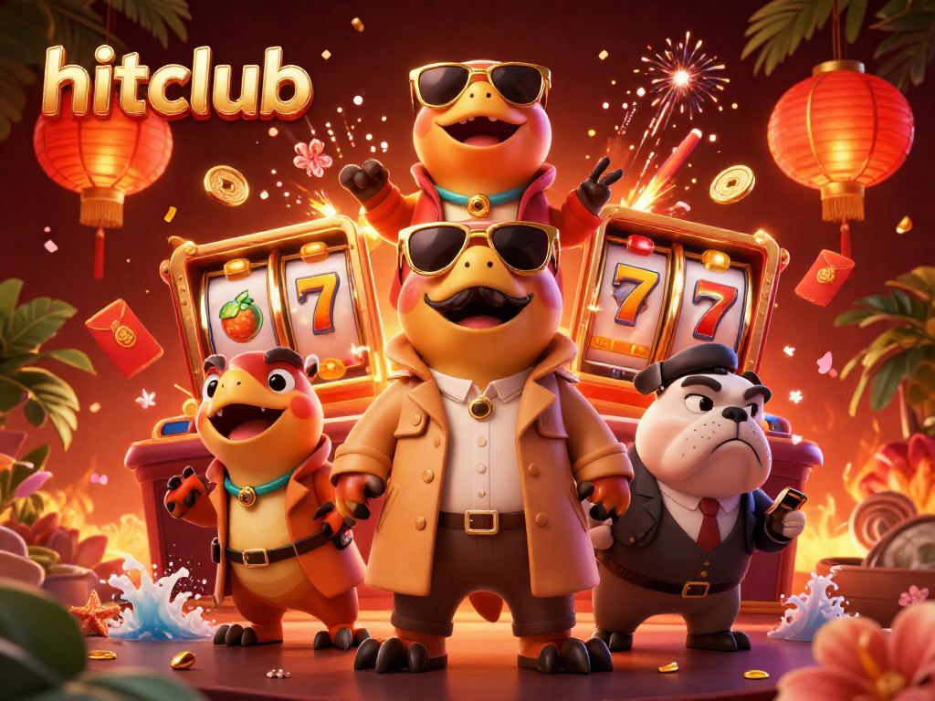 Experience the excitement of hitclub as raptors sneak into a VIP casino lounge amid festive slot elements.
