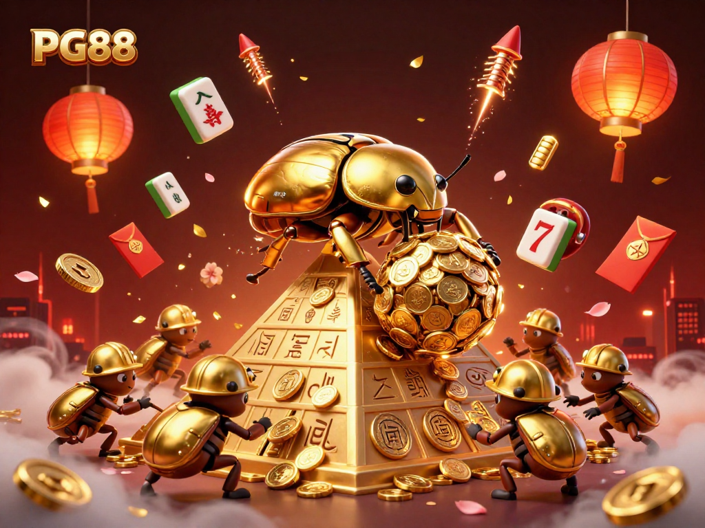 Experience the excitement of PG88 slots with golden coins and colorful casino symbols in a dynamic 3D scene.